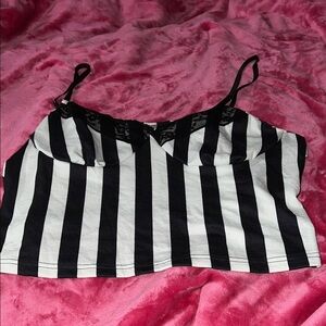 SHEIN Black and White Striped Crop Top